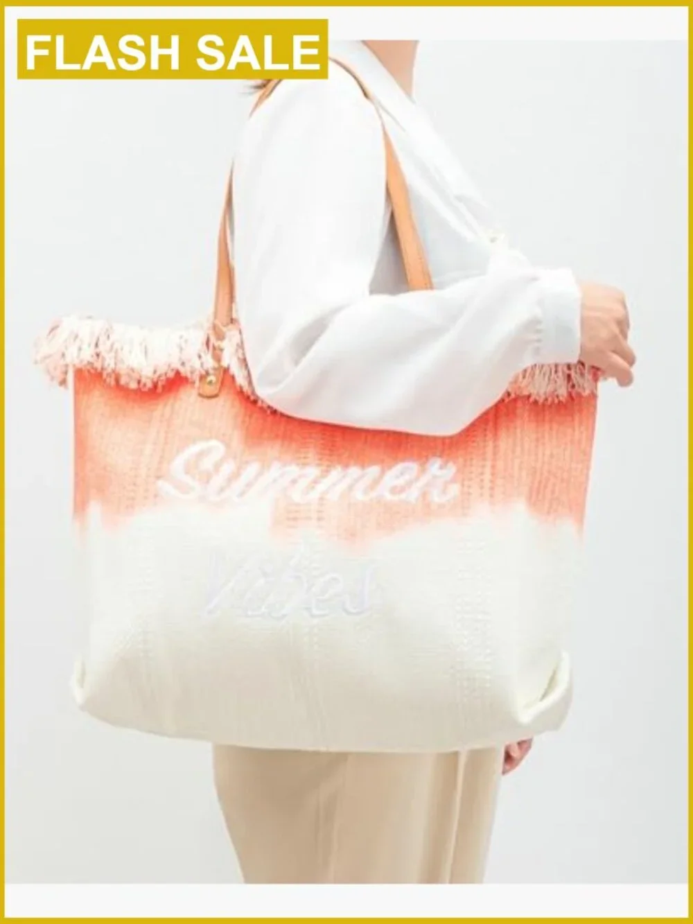 Large Canvas Fringe Tote Bag Embroidery Shoulder Beach Market Travel Gym Bag